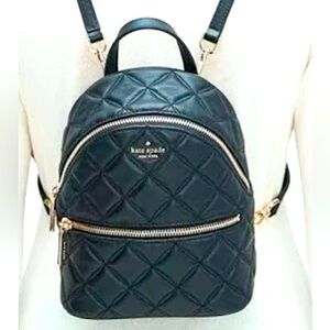 KATE SPADE NATALIA MINI CONVERTIBLE BACKPACK BAG QUILTED BLACK LEATHER NWOT